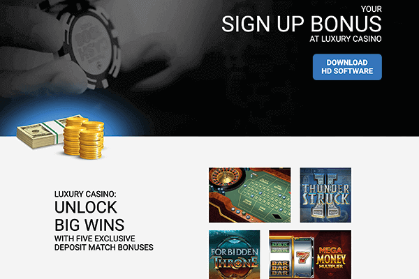 Luxury Casino welcome bonus